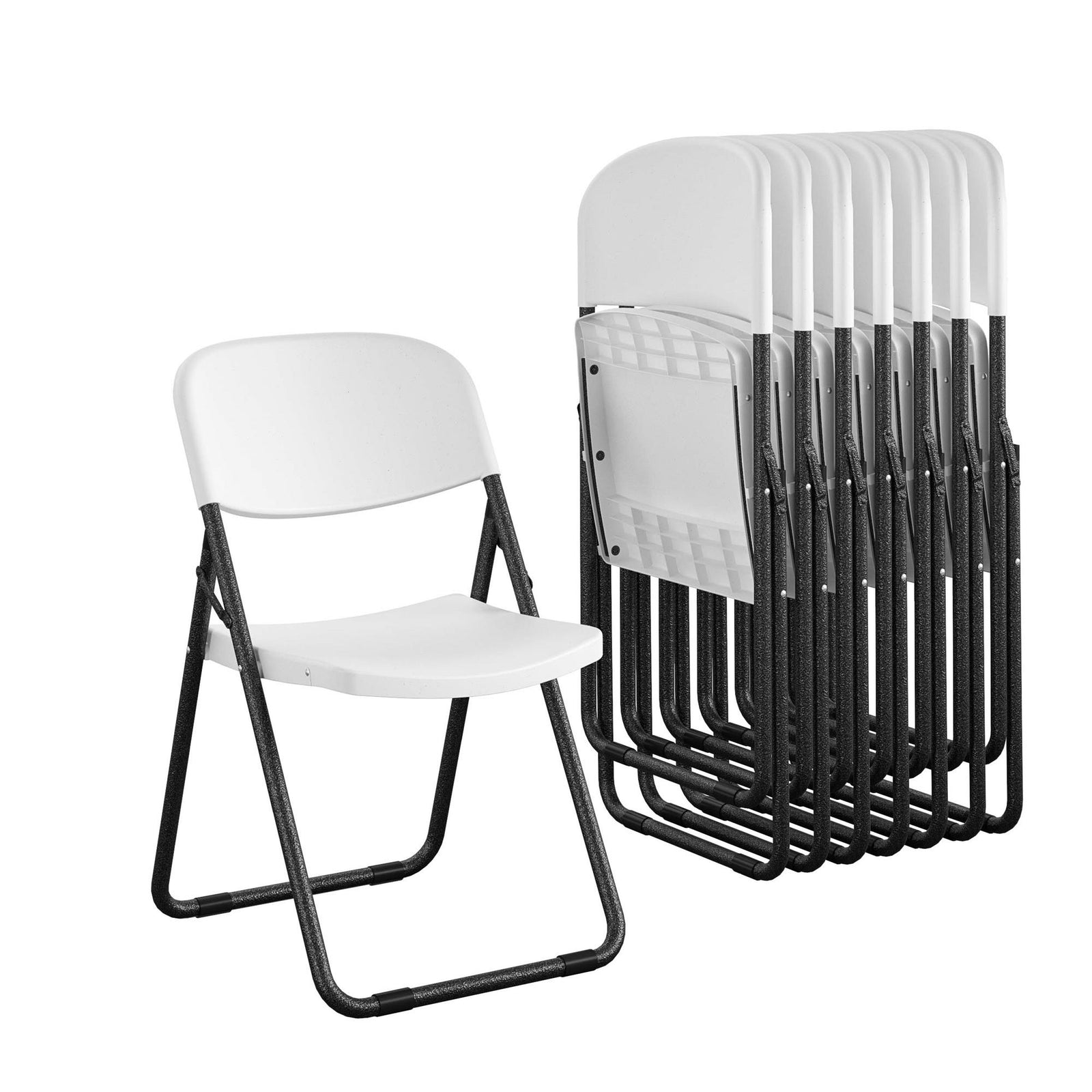 COSCO U-Leg Resin Folding Chair - White/Speckle Pewter