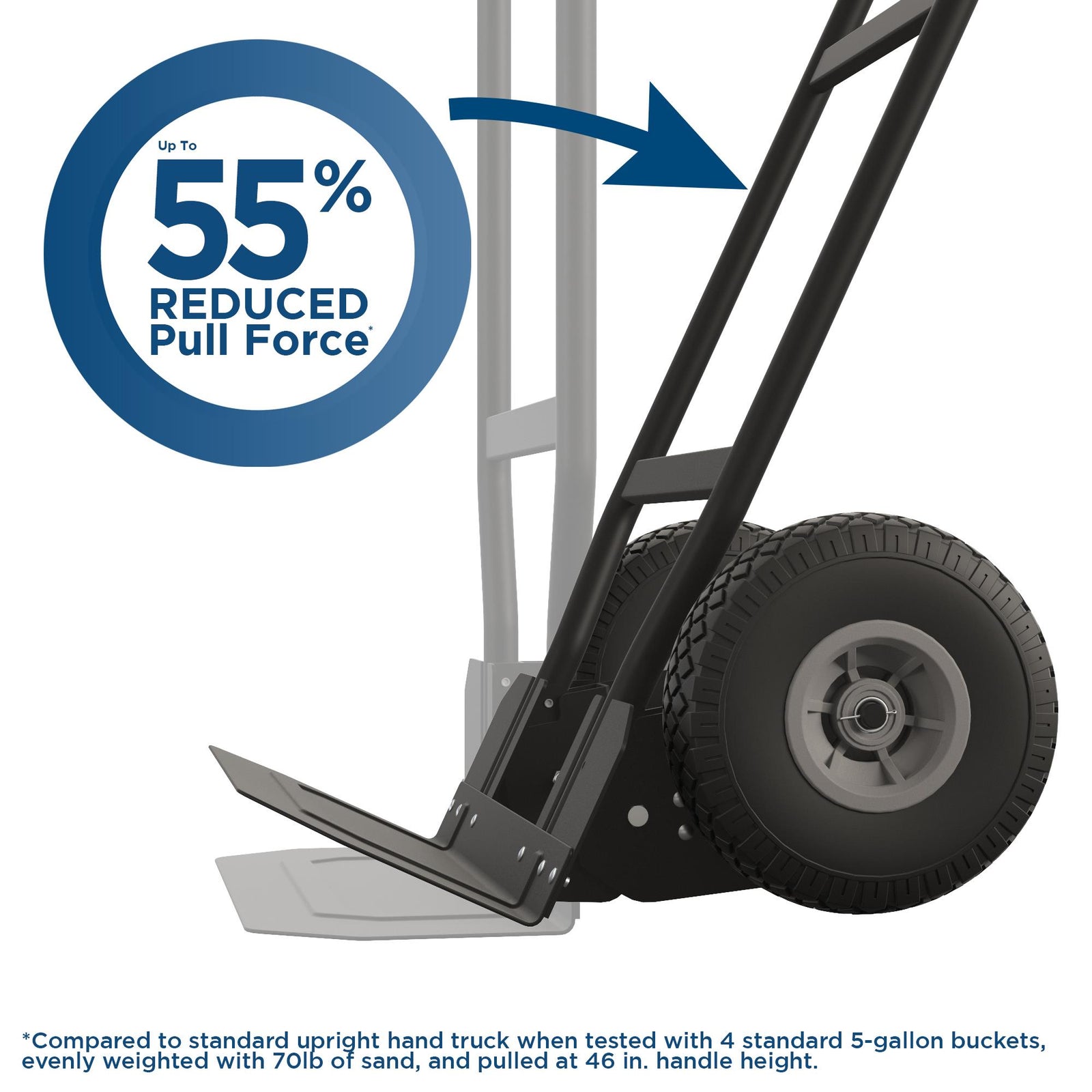 COSCO Load Assist Hand Truck with P Handle and Flat Free Wheels, 800lb capacity - Black