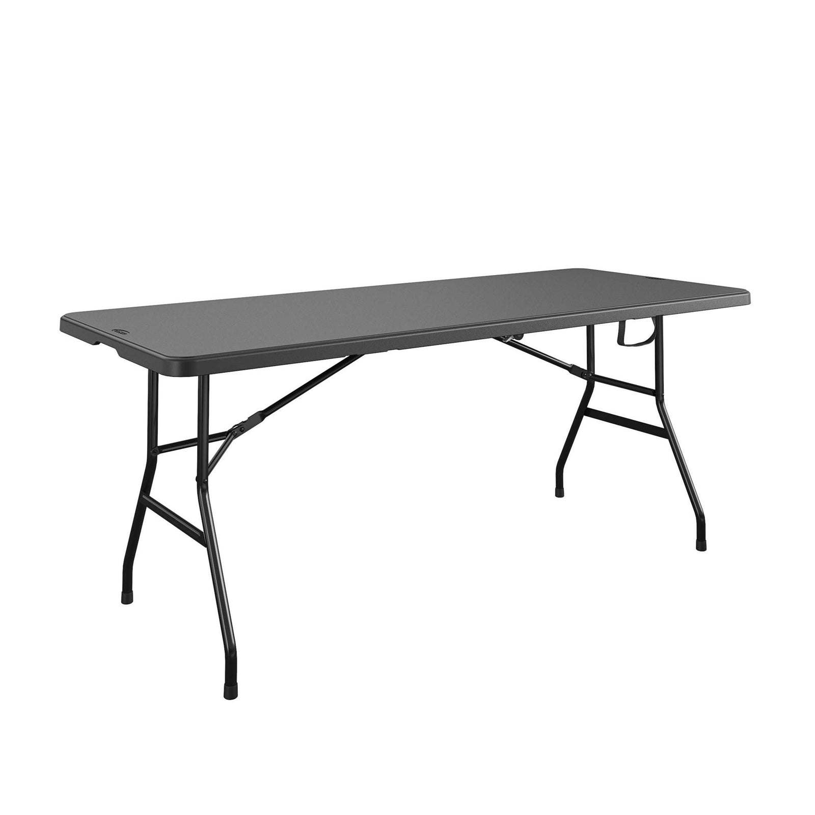 COSCO 6ft Fold-in-Half Banquet Table with Handle for Indoor/Outdoor Use - Black