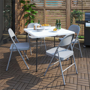 COSCO XL 36" Fold-in-Half Card Table w/ Handle, White, Indoor & Outdoor - White