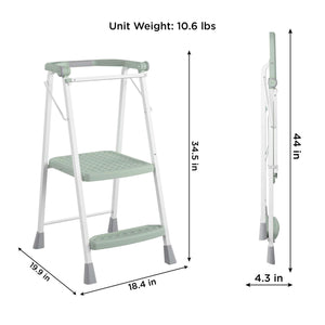 COSCO 2-Step Kitchen Stepper™ Folding Step Stool, Premium Safety Series, Ages 4+, Green - Light Sage