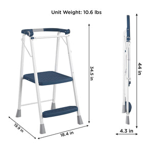 COSCO 2-Step Kitchen Stepper™ Folding Step Stool, Premium Safety Series, Ages 4+, Navy - Navy
