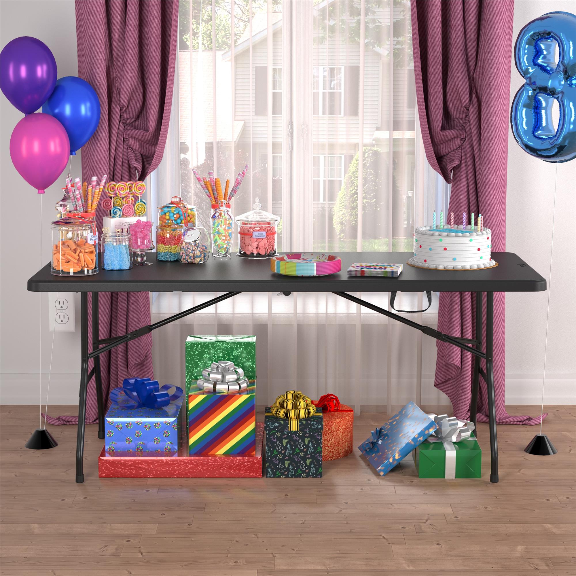 COSCO 6ft Fold-in-Half Banquet Table with Handle for Indoor