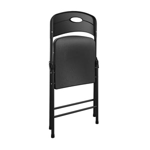 COSCO Folding Chairs, Solid Resin & Steel Frame, Indoor/Outdoor Use, Black, 4-Pack - N/A
