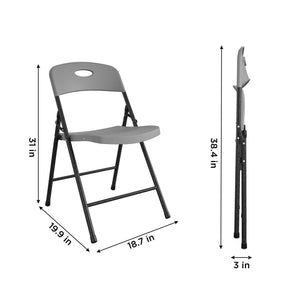 COSCO Folding Chairs, Solid Resin & Steel Frame, Indoor/Outdoor Use, Dark Gray, 4-Pack - N/A