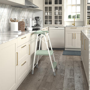 COSCO 2-Step Kitchen Stepper™ Folding Step Stool, Premium Safety Series, Ages 4+, Green - Light Sage