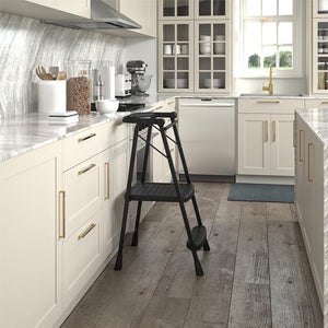 COSCO 2-Step Kitchen Stepper™ Folding Step Stool, Premium Safety Series, Ages 4+, Black - Black