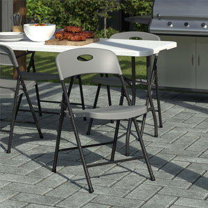 COSCO Folding Chairs, Solid Resin & Steel Frame, Indoor/Outdoor Use, Dark Gray, 4-Pack - N/A