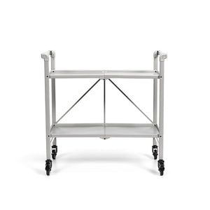 Folding Serving Cart with 2 Shelves - Silver - Solid Shelf