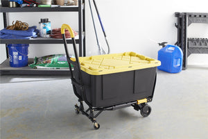 2-in-1 Folding Hand Truck with Extendable Handle - Black/Black/Yellow - N/A