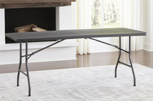 Deluxe 6 foot x 30 inch Fold-in-Half Blow Molded Table - Black - N/A