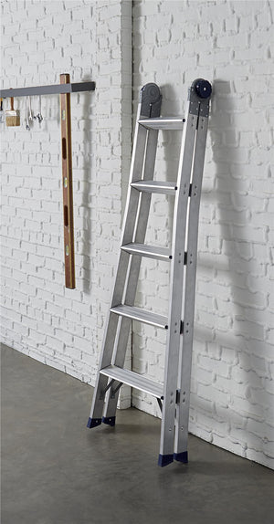 2-in-1 Step and Extension Ladder, 10 ft. 11 in. Reach - Aluminum/Black - 14ft 