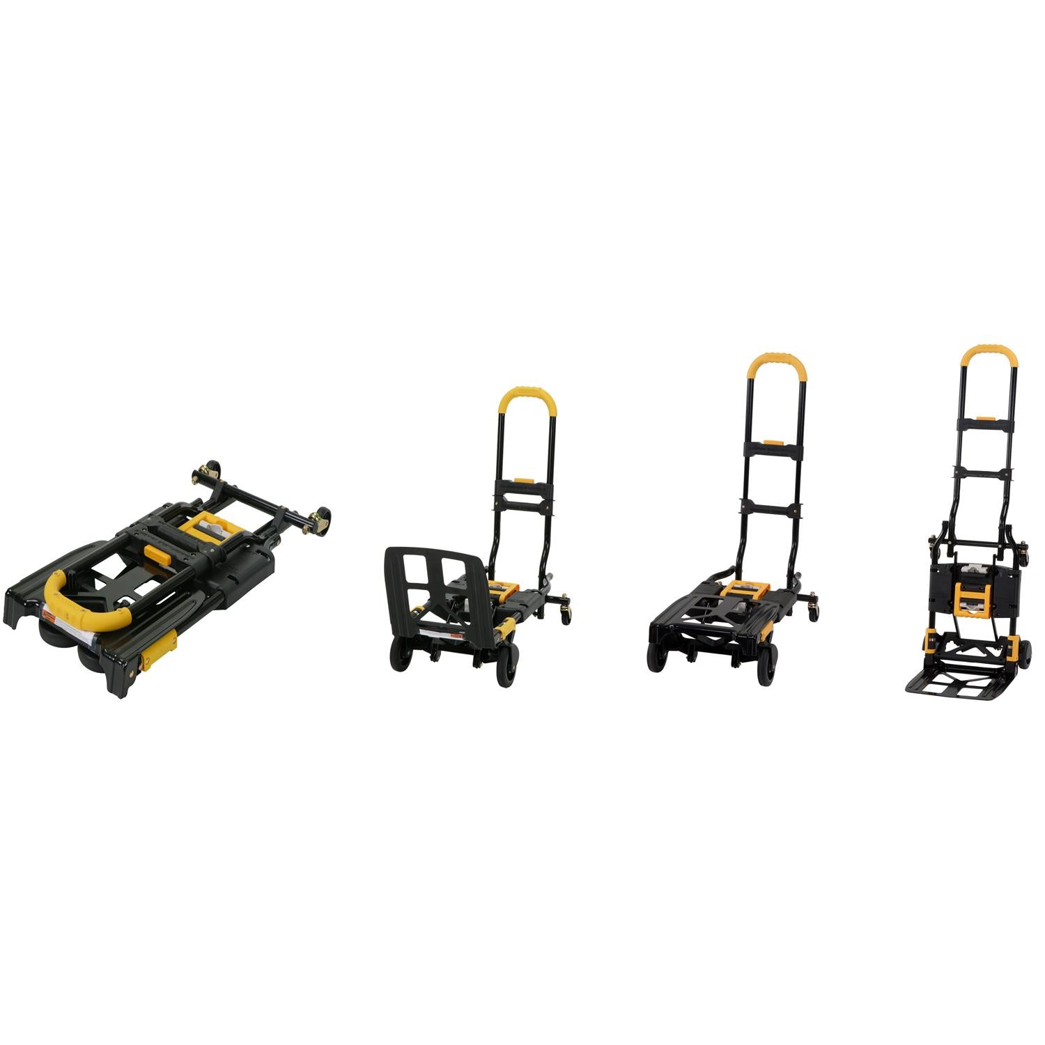 2-in-1 Folding Hand Truck with Extendable Handle - Black/Black/Yellow