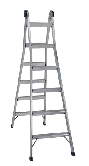 2-in-1 Step and Extension Ladder, 12 ft. 11 in Reach - Steel Gray - 16ft
