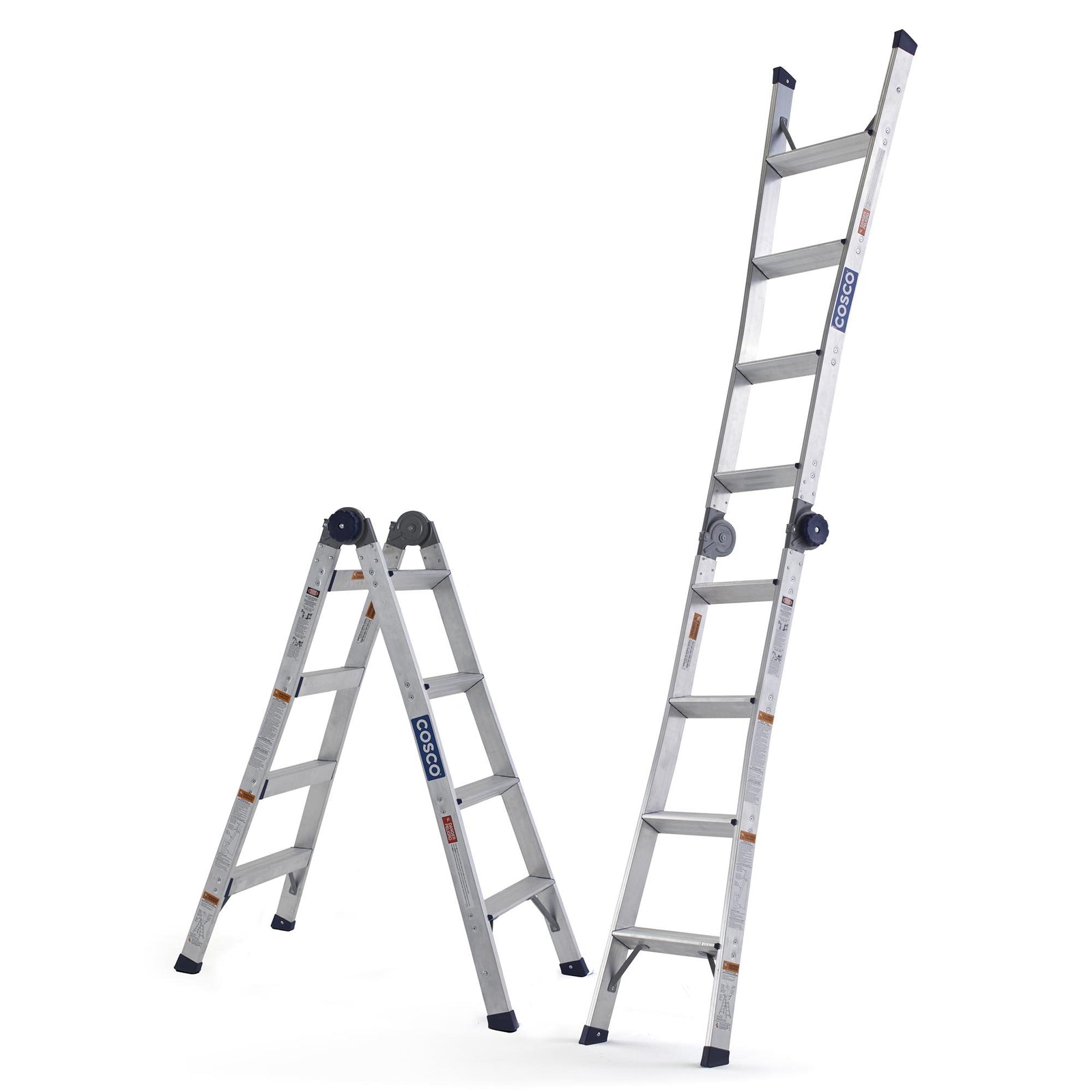 2-in-1 Step and Extension Ladder, 8 ft. 11 in. Reach - Silver Metallic - 12ft 