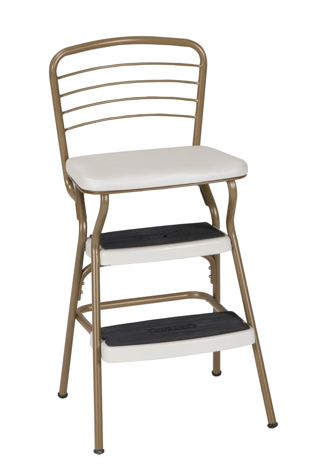 Stylaire Retro Chair + Step Stool with Flip-Up Seat - Gold - 1-Pack