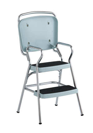 Stylaire Retro Chair + Step Stool with Flip-Up Seat - Teal - 1-Pack