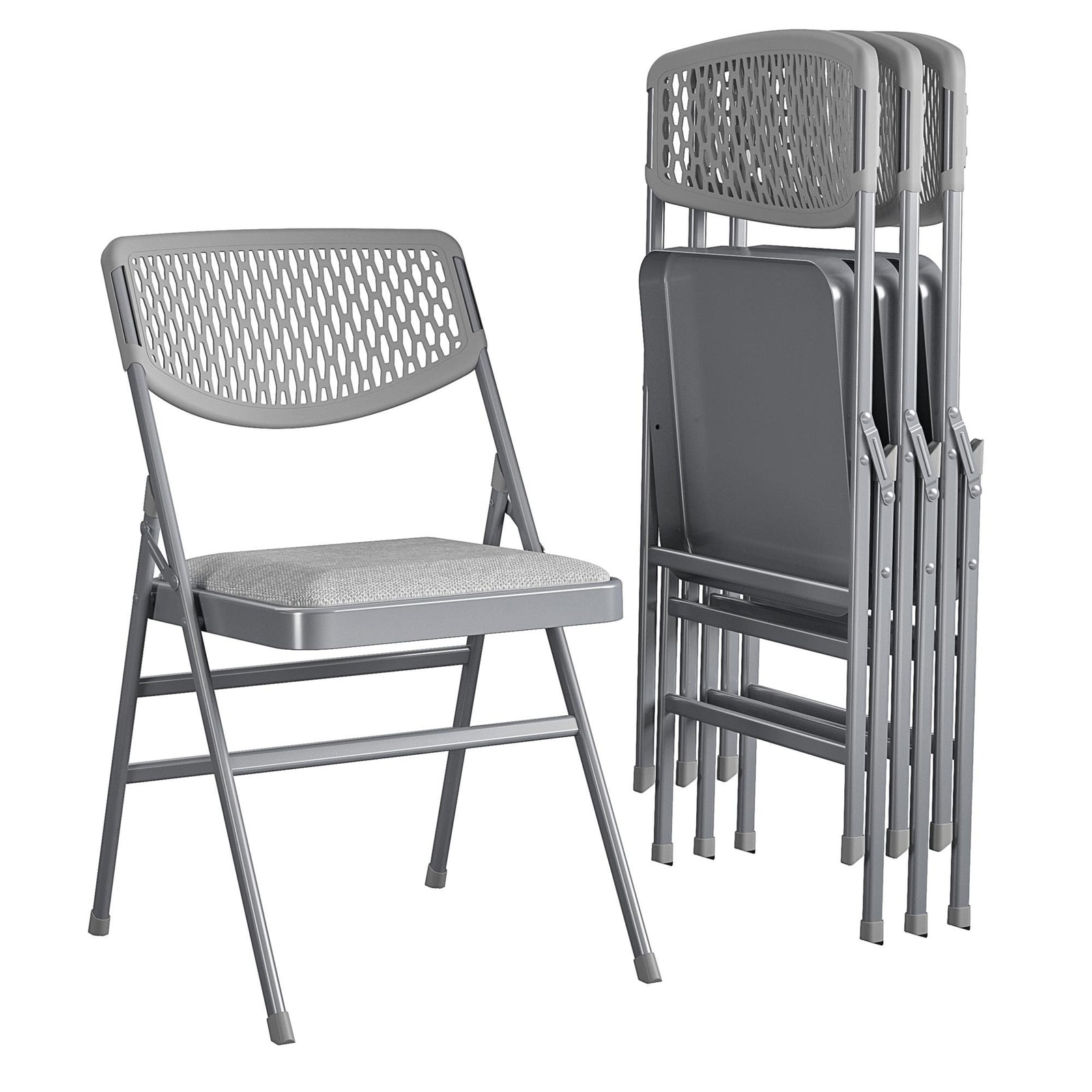 Ultra Comfort Commercial XL Fabric Padded Folding Chair - Gray - 4-Pack
