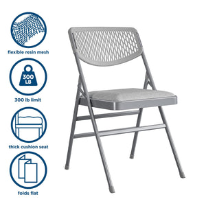 Ultra Comfort Commercial XL Fabric Padded Folding Chair - Gray - 4-Pack