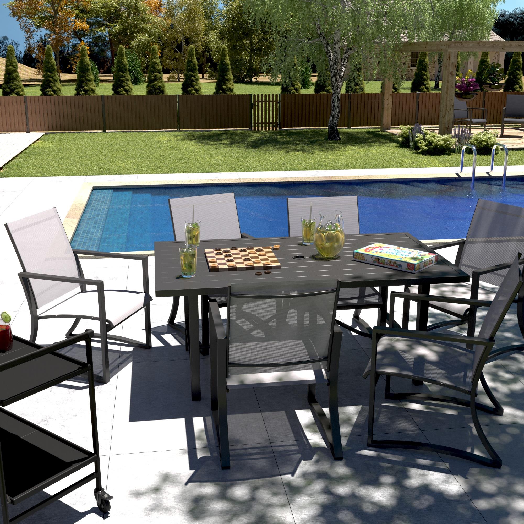 7 Piece Patio Dining Set - Charcoal - N/A