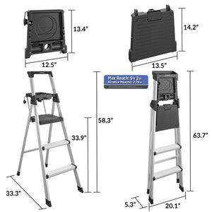 5' Premium Step Ladder - Black / Silver - 1-Pack