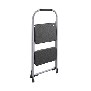 Two-Step Big Step Folding Step Stool with Rubber Hand Grip - Platinum/Black - 1-Pack