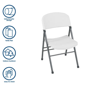 Resin Folding Chair with Molded Seat and Back - White/Speckle Pewter - N/A