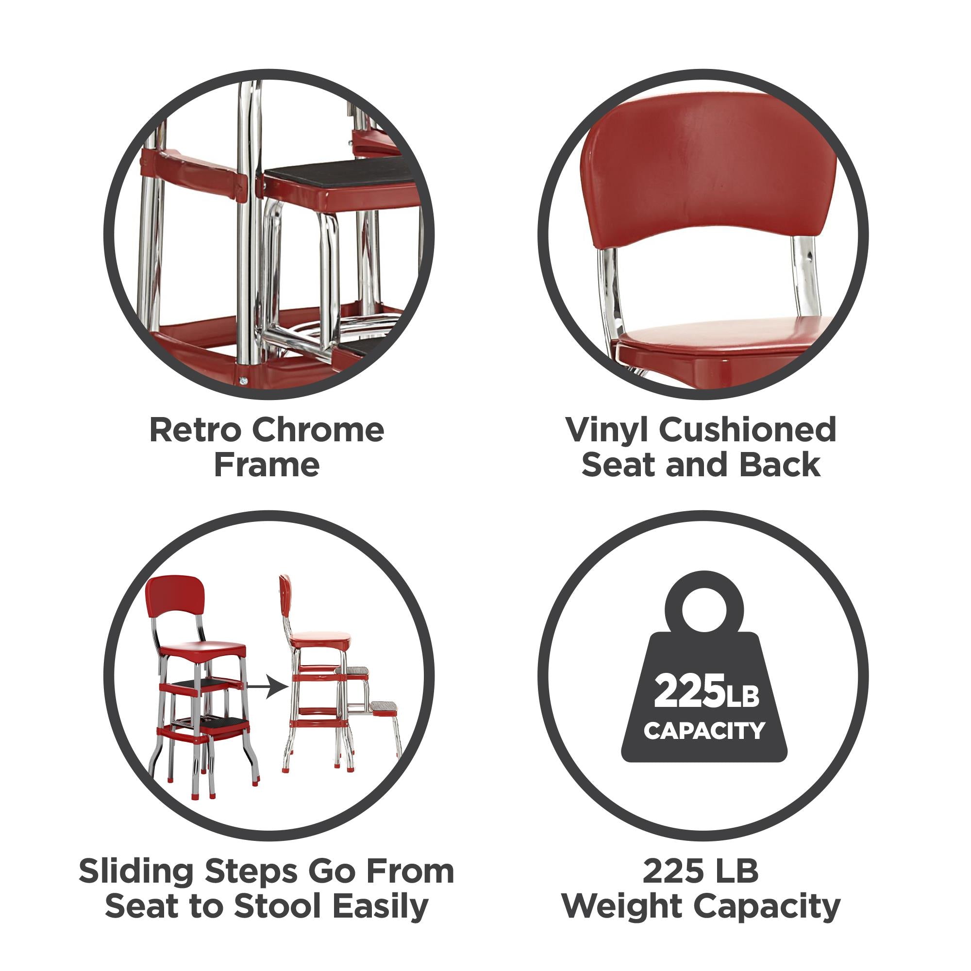 Styline Step Stool Stylaire Retro Chair + Step Stool with Pull-Out Steps - Cosco