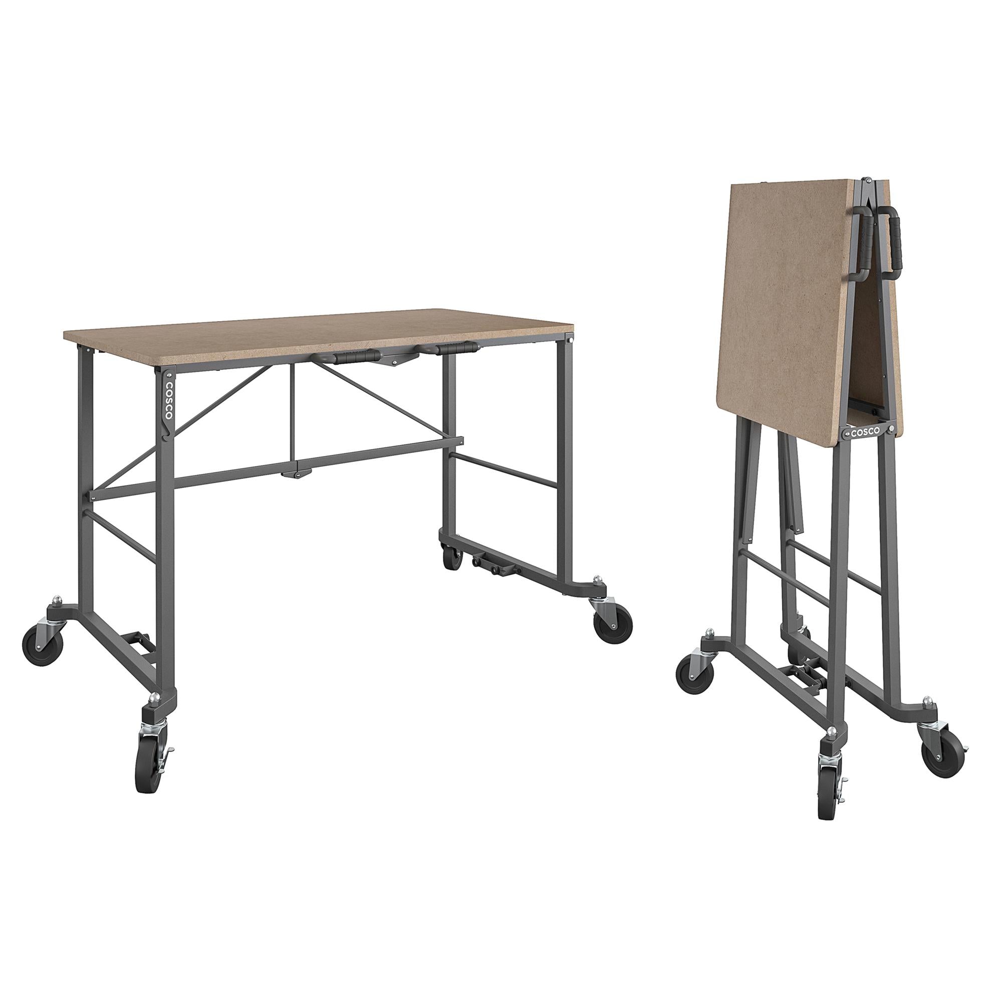 Smartfold Portable Folding Work desk with MDF Work Top - Tan