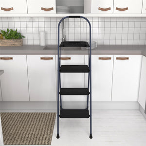 Three-Step BIG step Step Stool with Tray - Navy - 3 Step with Tray