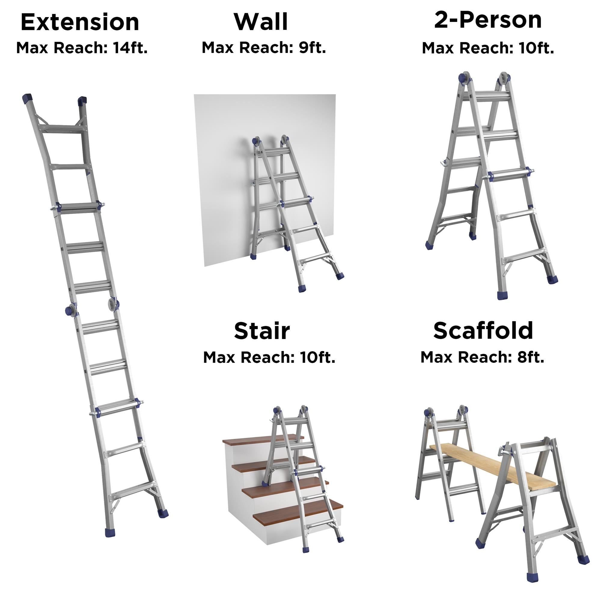 Multi Height Ladder 14 Ft. Reach Height Multi-Position Ladder - Cosco