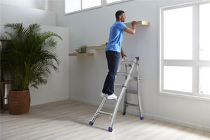 14 Ft. Reach Height Multi-Position Ladder - Silver