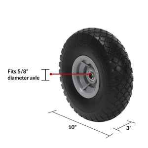 10-Inch Flat-Free Replacement Wheel for Hand Trucks - Black - N/A