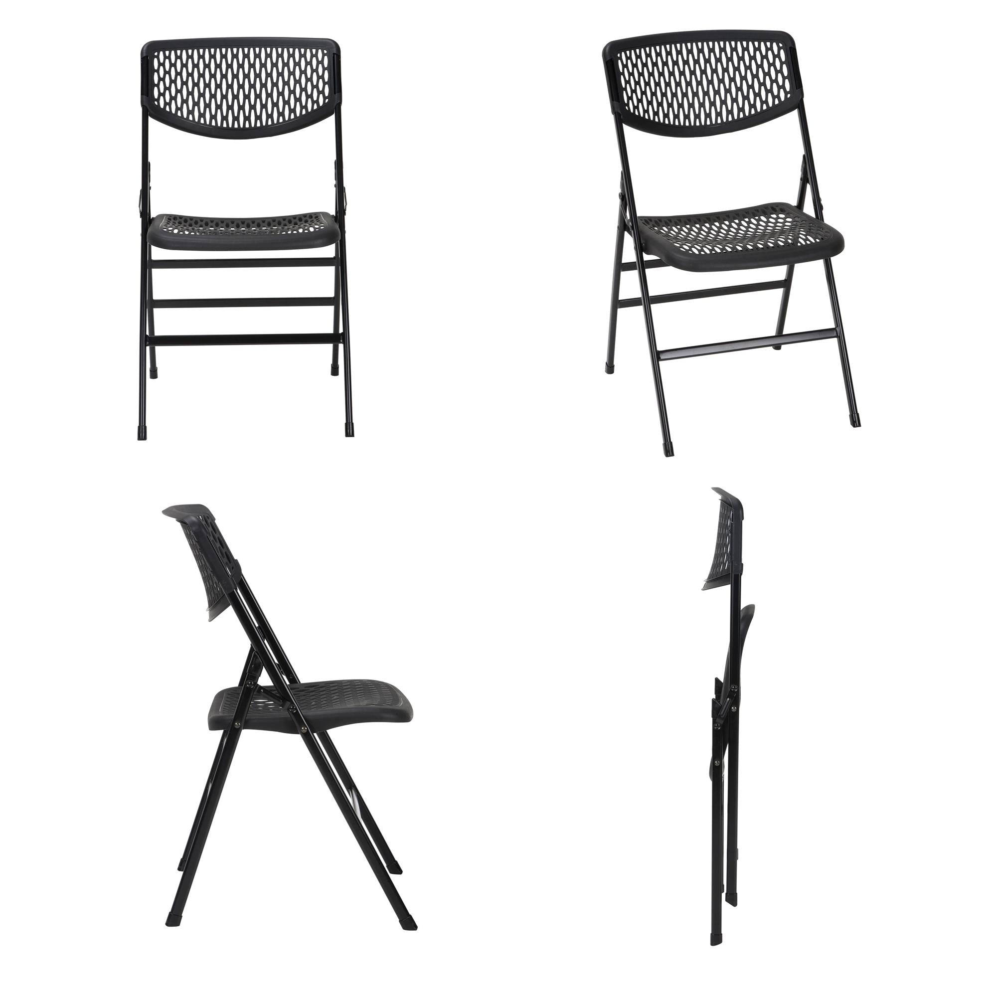 Ultra Comfort Commercial XL Plastic Folding Chair - Black - 4-Pack