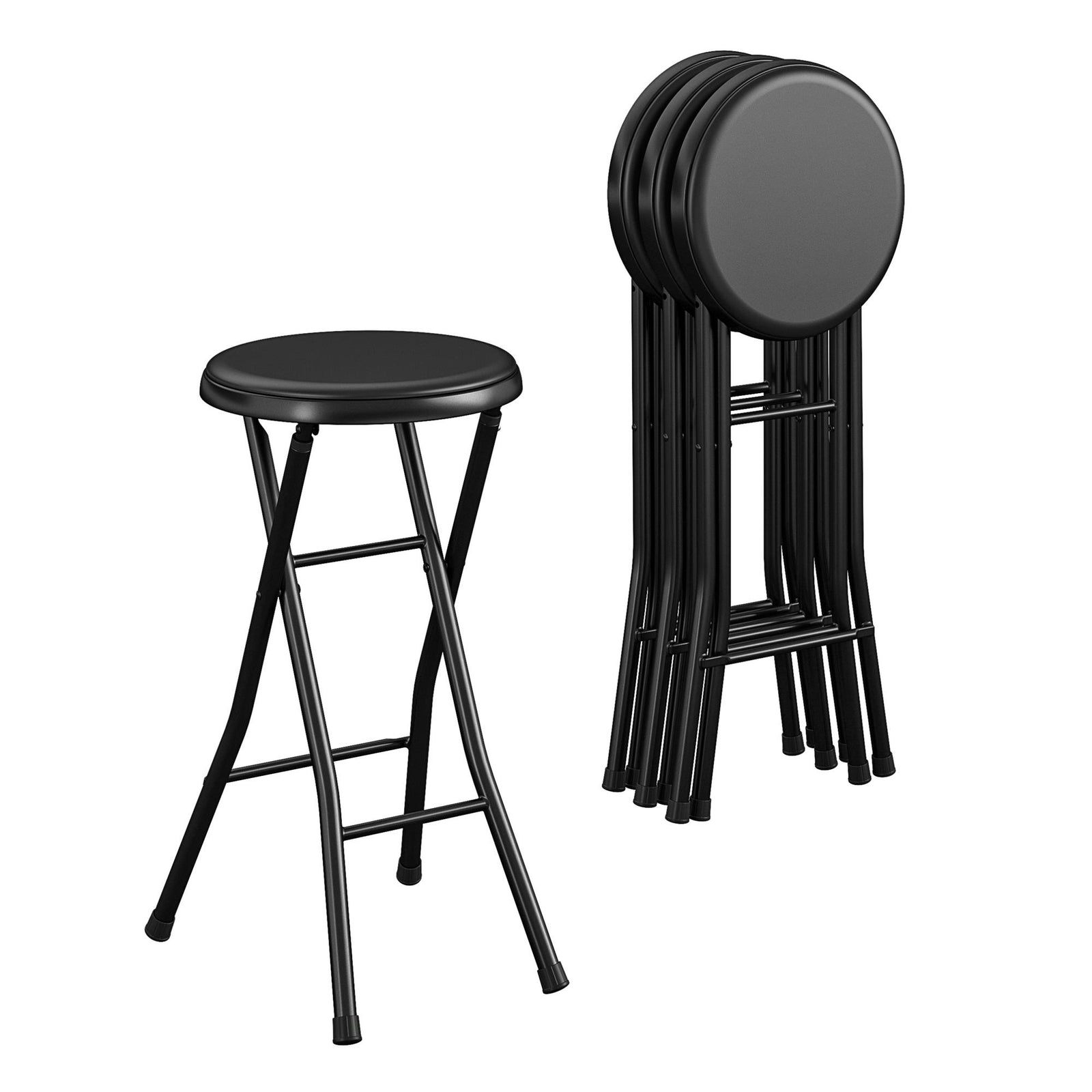 24" Vinyl Padded Folding Stool - Black - 4-Pack