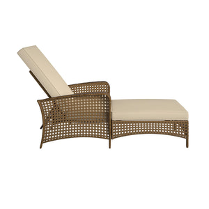 Lakewood Ranch Adjustable Chaise Lounge Chair with Cushion - Brown