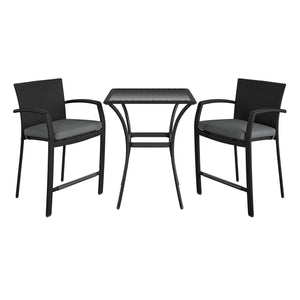Lakewood Ranch 3 Piece High Top Bistro Set with Cushions - Black