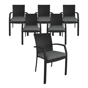 7 Piece Lakewood Ranch Dining Set with Cushions - Black