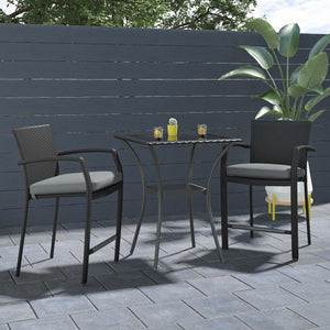 Lakewood Ranch 3 Piece High Top Bistro Set with Cushions - Black
