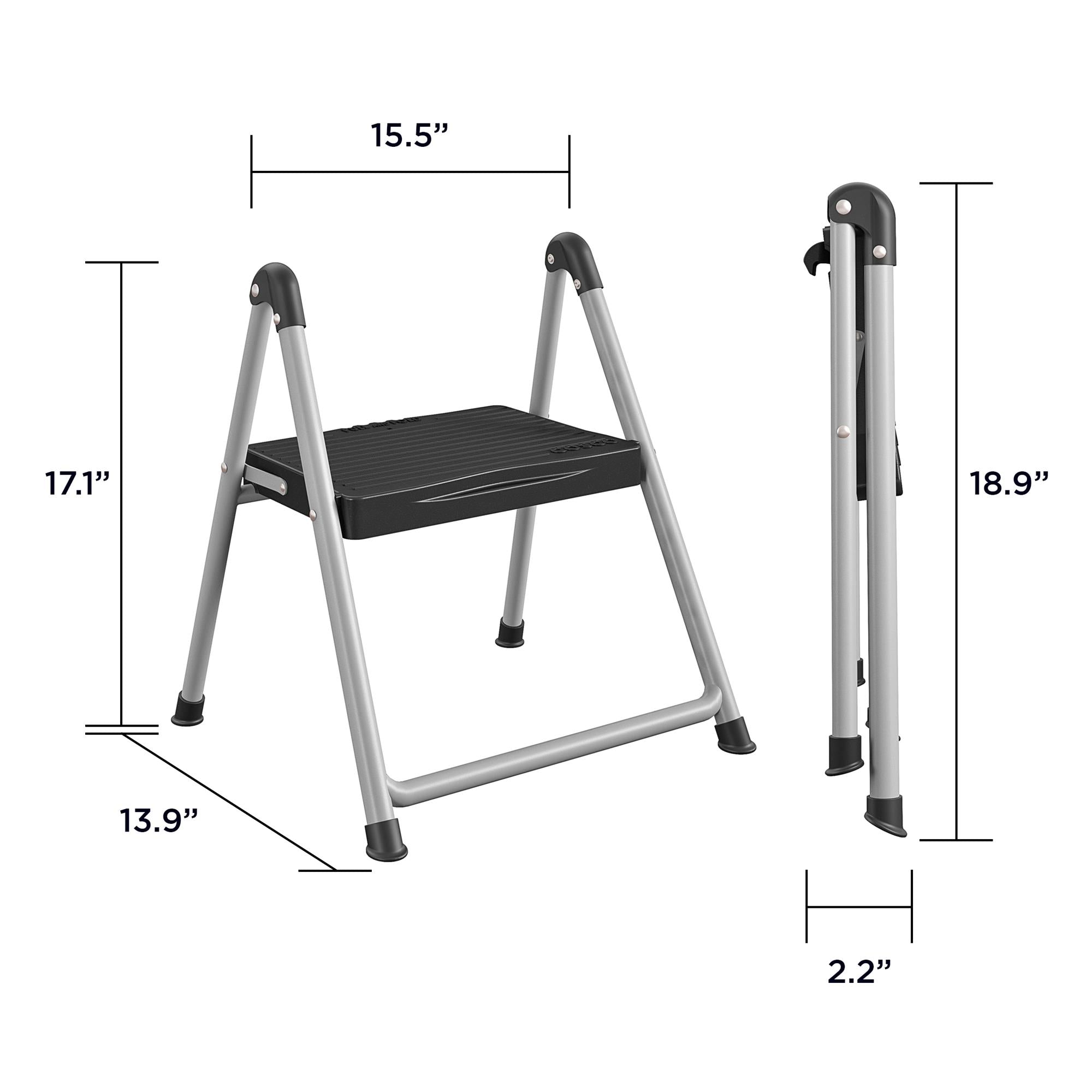 One-Step Step Stool without Handle - Platinum/Black - 1 Step 