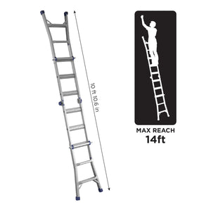 14 Ft. Reach Height Multi-Position Ladder - Silver