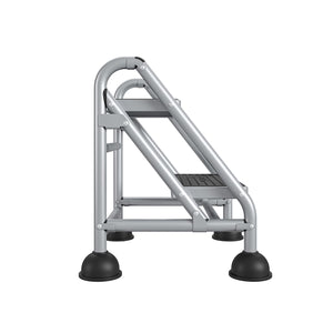 Two-Step Commercial Rolling Step Ladder - Grey/Grey/Blue