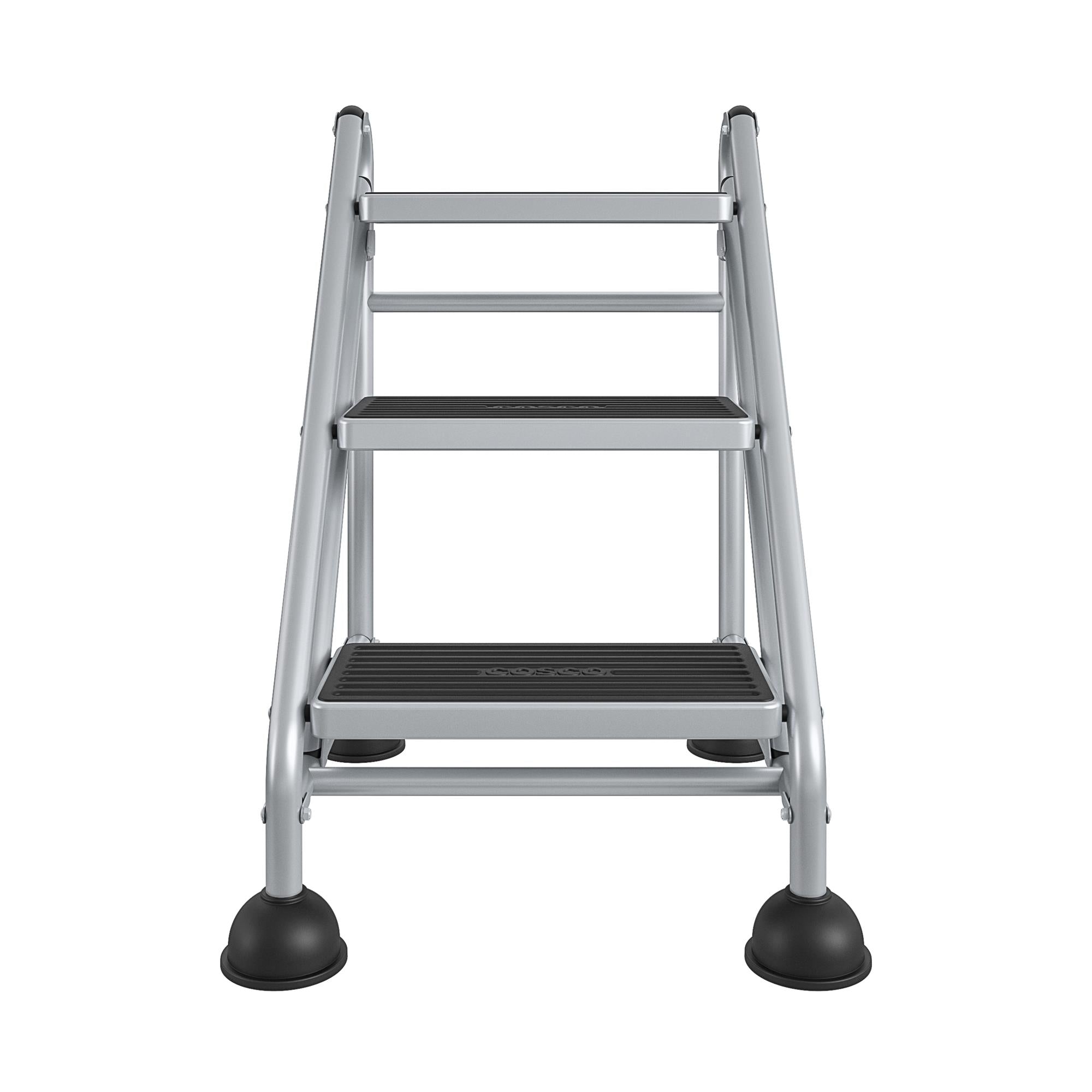 Three-Step Commercial Rolling Step Ladder - Grey/Grey/Blue - N/A