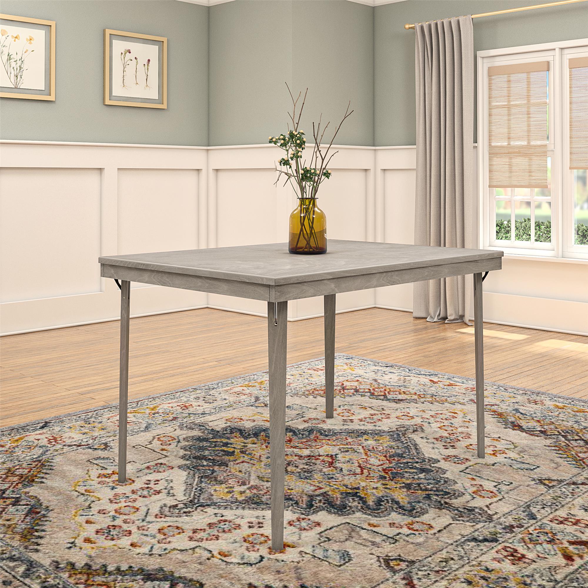 44" x 32" Solid Wood Folding Dining Table - Light Gray - N/A