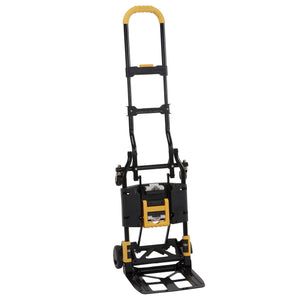 2-in-1 Folding Hand Truck with Extendable Handle - Black/Black/Yellow - N/A