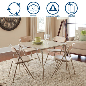 5-Piece Folding Table and Chair Set - Antique Linen - N/A