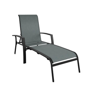 Adjustable Aluminum Chaise Lounge Chair - Black - N/A