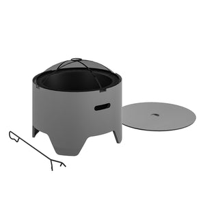 COSCO Outdoor 23" Round Wood Burning Fire Pit with Rain Cover and Accessories, Steel, Gray - Gray