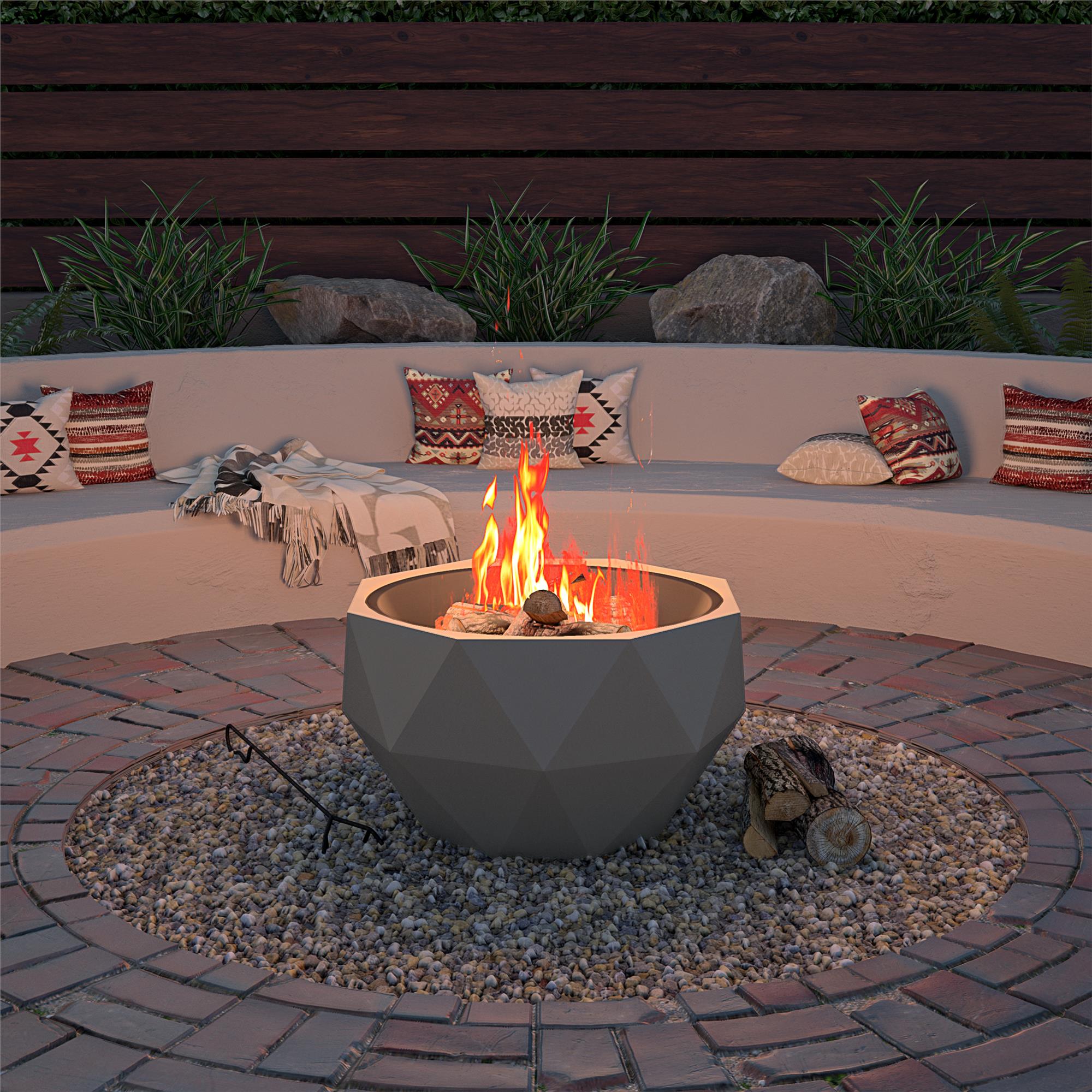 COSCO Outdoor 25 Geo Wood Burning Fire Pit with Rain Cover and Access -  Cosco