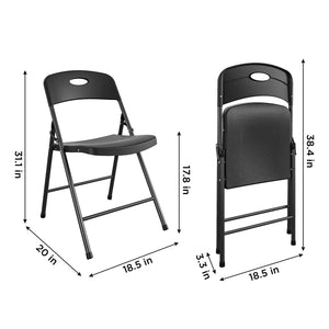 Solid Resin Plastic Folding Chair - Black - 4-Pack